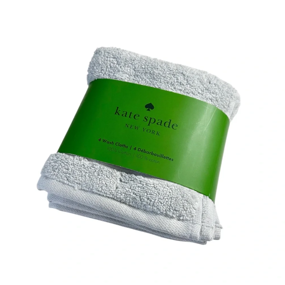 NEW Kate Spade PLATINUM WASH CLOTHS SET/4